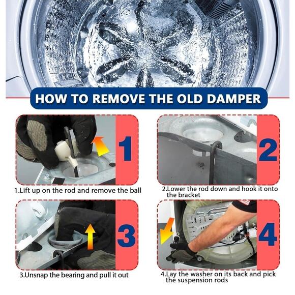 W11217817 Washer Suspension Rod Kit for WTW4855HW0 WTW4855HW1 WTW4850HW0 4844566 - Picture 6 of 6